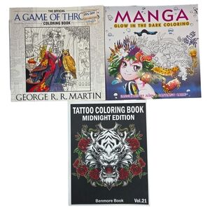 Adult Coloring Books Lot Tattoo Manga Glow Fantasy Game of Thrones